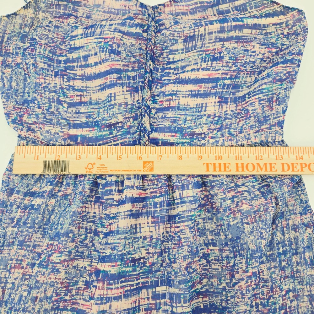 Broadway & Broome 100% Silk Abstract Print Mini Dress Blue Pink Size 6 - Picture 8 of 10